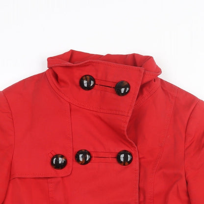 Zara Womens Red Trench Coat Coat Size S Button - Double Breasted