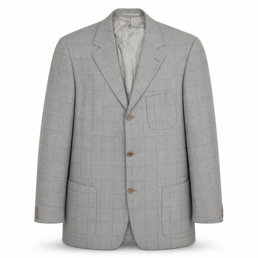 BOSS Mens Grey Check Wool Jacket Suit Jacket Size 44 Regular
