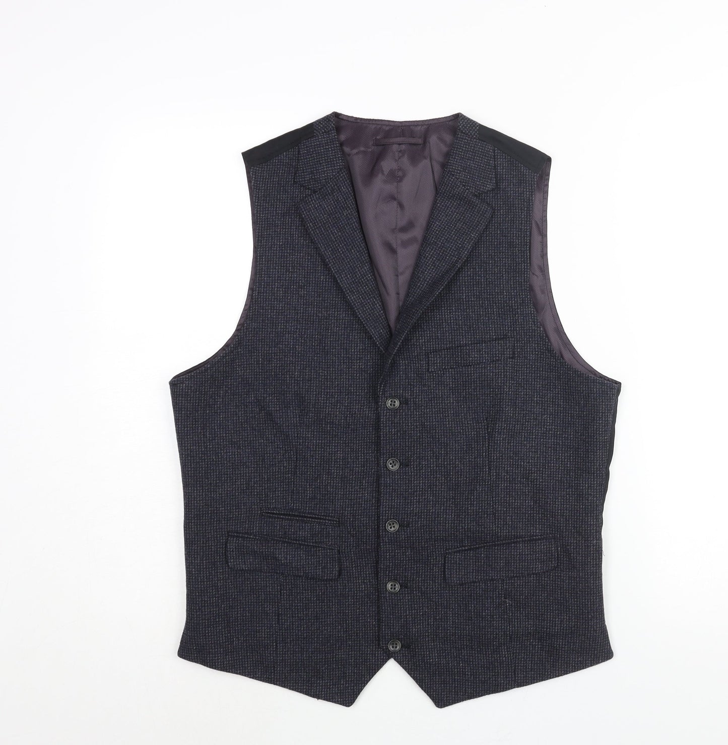 RJR.John Rocha Mens Blue Check Wool Jacket Suit Waistcoat Size 40 Regular