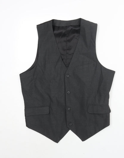 Additional front view of ASOS men’s grey polyester jacket suit waistcoat, size 40, regular