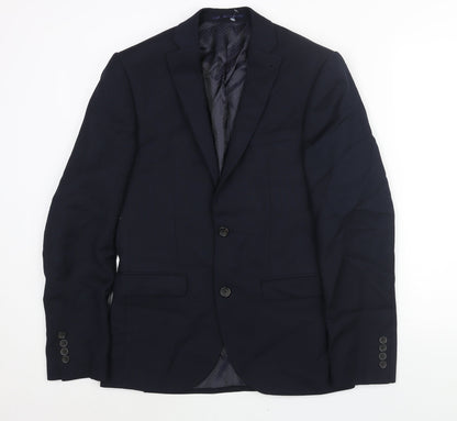 Next Mens Blue Wool Jacket Suit Jacket Size 38 Regular