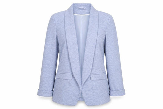 Front view of Miss Selfridge women’s blue jacket, size UK 4