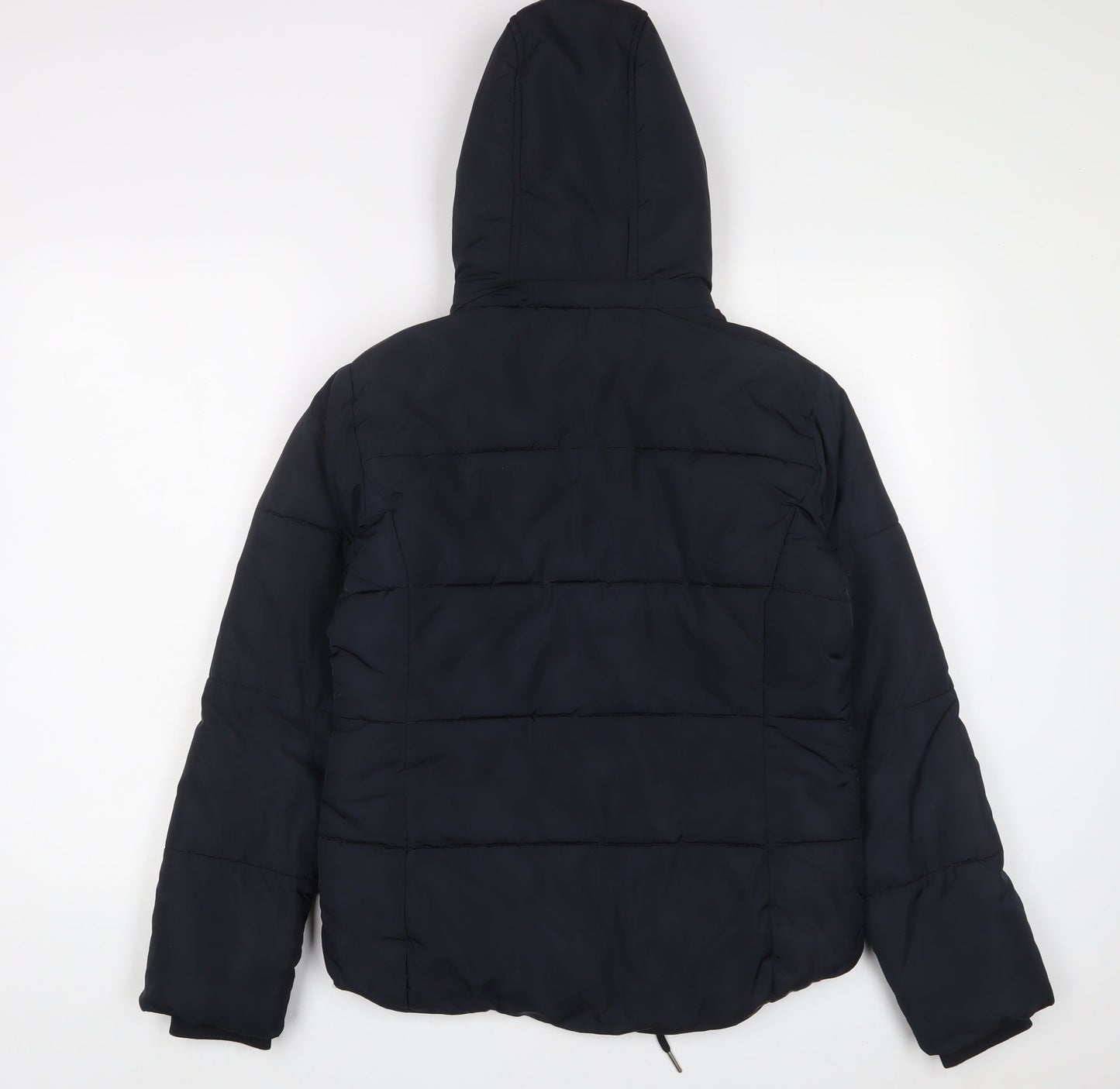 Topshop Womens Blue Quilted Coat Size 6 Zip - Zip Pockets