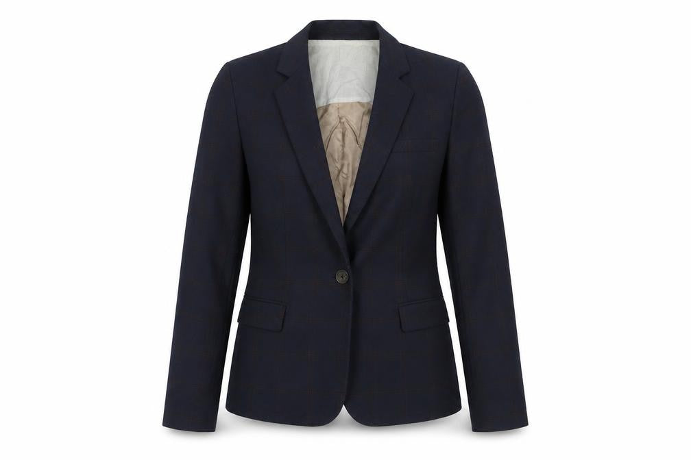 Zara Womens Blue Plaid Jacket Blazer Size S Button