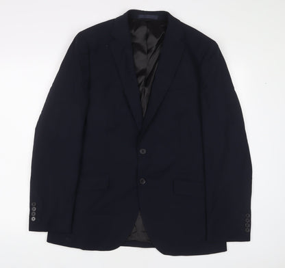 Additional front view of Autograph men’s blue wool jacket suit jacket, size 40, regular - inside pockets