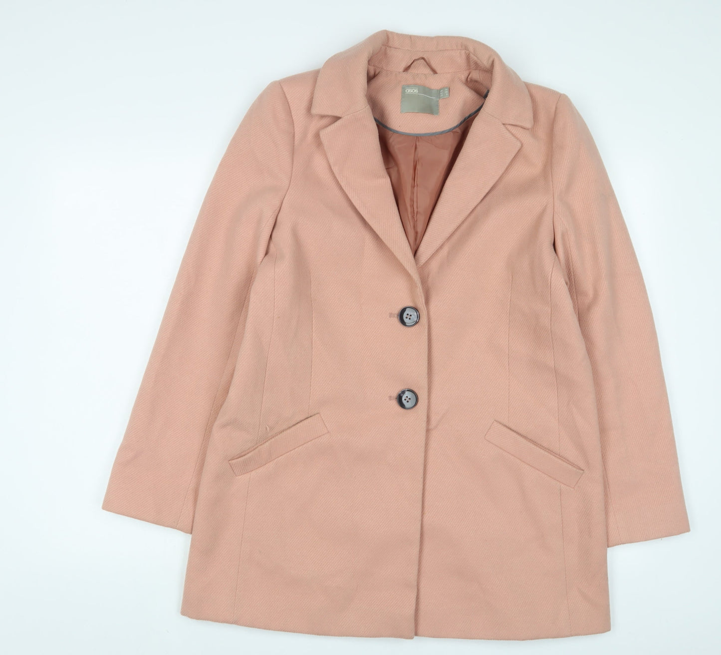 ASOS Womens Pink Overcoat Coat Size 10 Button
