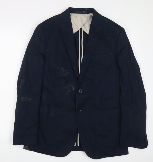 Marks and Spencer Mens Blue Cotton Jacket Suit Jacket Size 40 Regular