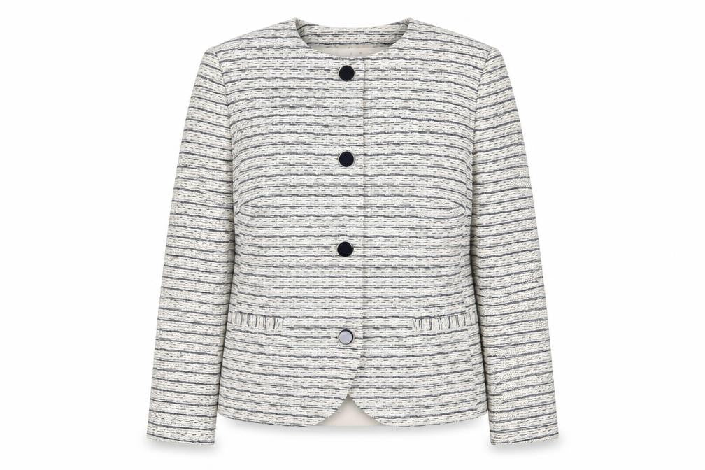 Classic Womens Blue Geometric Jacket Size 18 Button