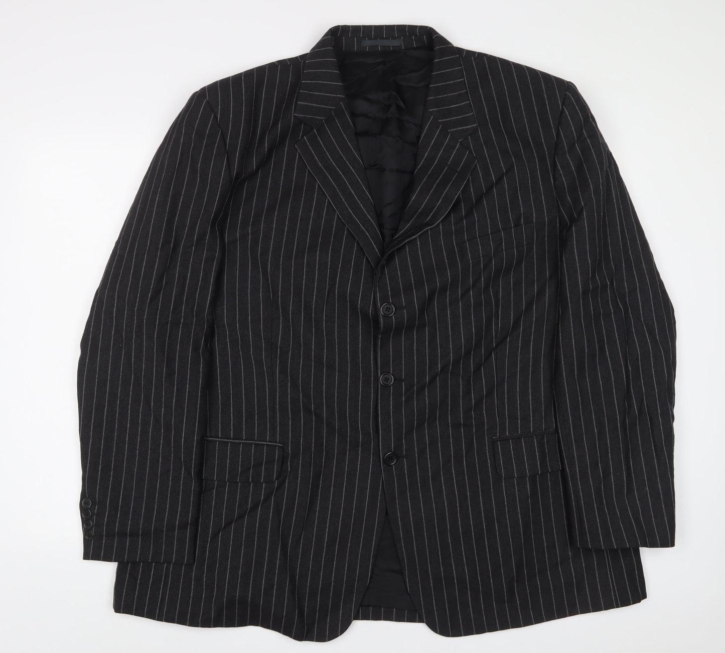 Torre Mens Grey Striped Wool Jacket Suit Jacket Size 46 Regular