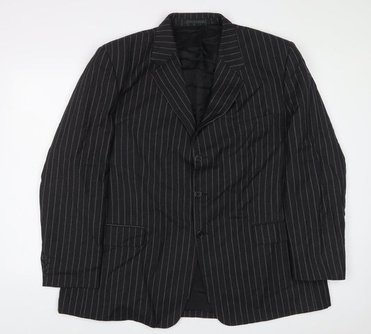 Torre Mens Grey Striped Wool Jacket Suit Jacket Size 46 Regular