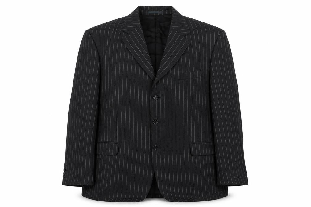 Torre Mens Grey Striped Wool Jacket Suit Jacket Size 46 Regular