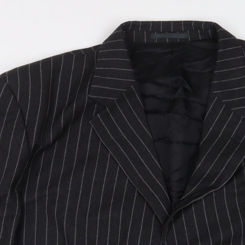 Torre Mens Grey Striped Wool Jacket Suit Jacket Size 46 Regular
