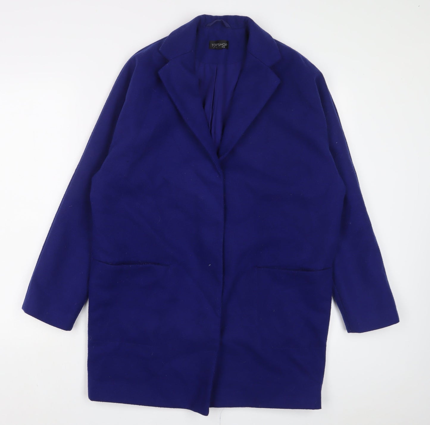 Topshop Womens Blue Overcoat Coat Size 10 Snap