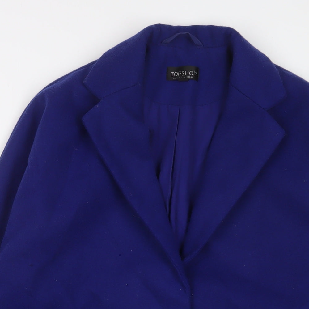 Topshop Womens Blue Overcoat Coat Size 10 Snap