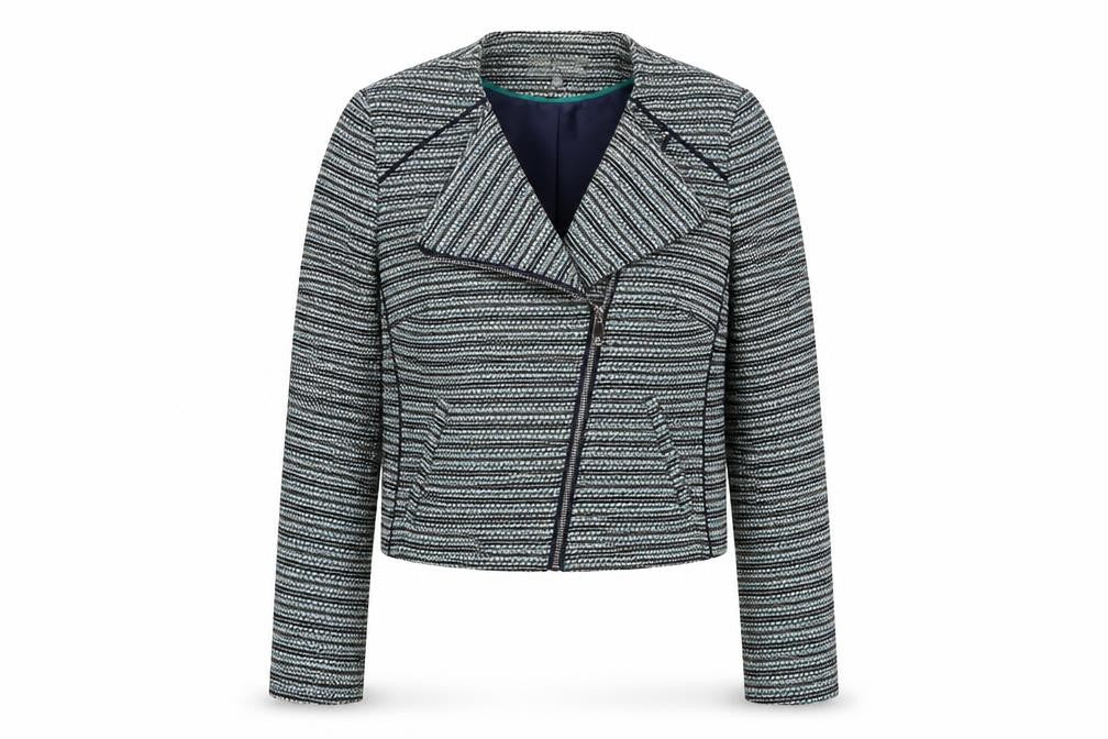 Marks & Spencer Womens Grey Geometric Jacket Size 14 Zip