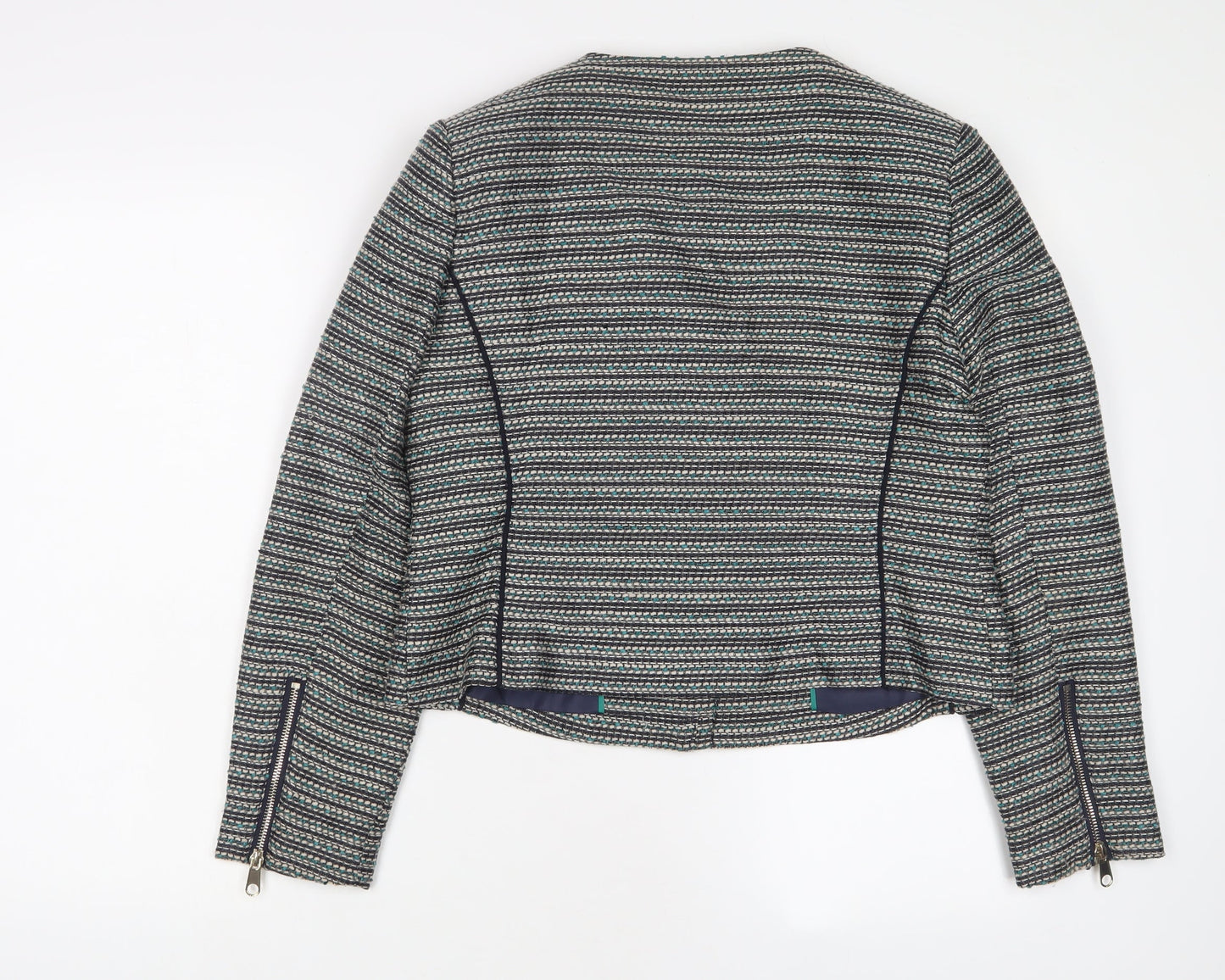 Marks and Spencer Womens Grey Geometric Jacket Size 14 Zip
