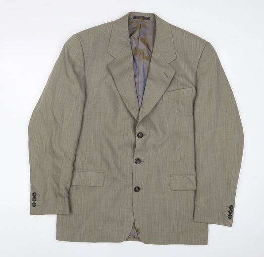 Culter & Co Mens Green Wool Jacket Suit Jacket Size 38 Regular