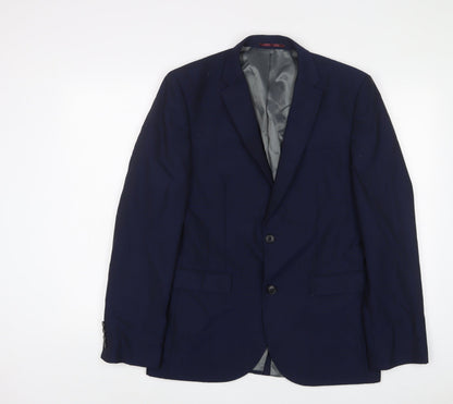 Next Mens Blue Wool Jacket Suit Jacket Size 40 Regular