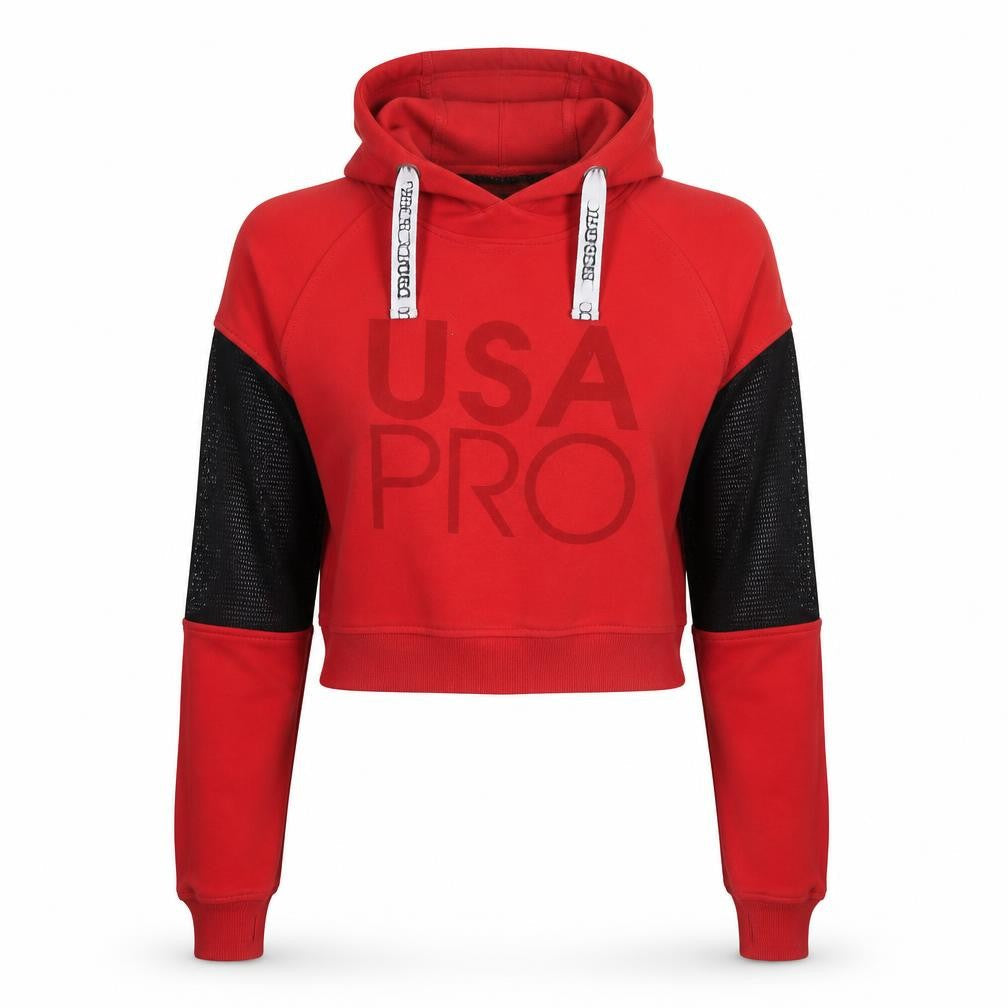 USA Pro Womens Red Cotton Pullover Hoodie Size 10 Pullover - Logo