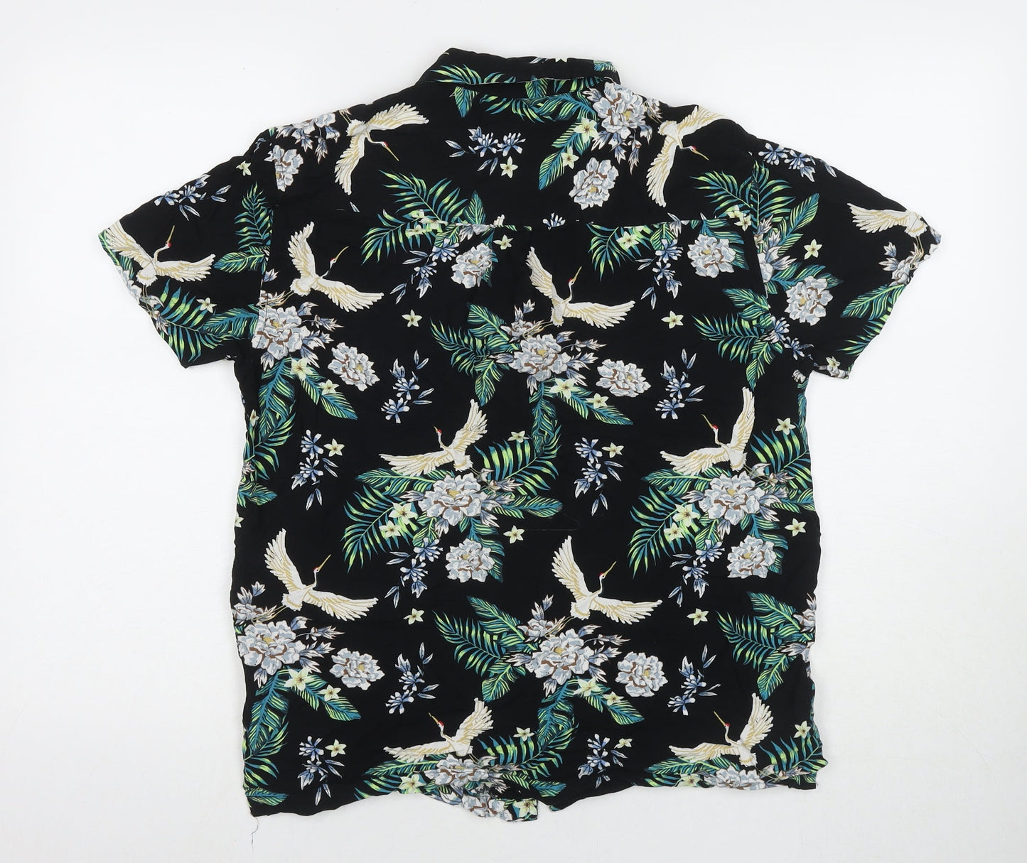 Broken Standard Womens Multicoloured Floral Viscose Basic Button-Up Size M Collared