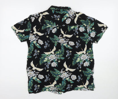 Broken Standard Womens Multicoloured Floral Viscose Basic Button-Up Size M Collared