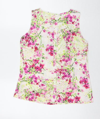 Back view of Red Herring women’s multicoloured floral polyester basic button-up, size UK 12, round neck
