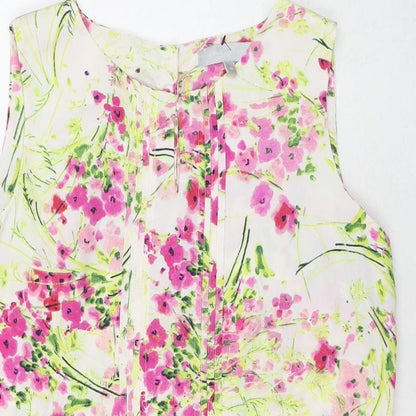 Close-up detail of Red Herring women’s multicoloured floral polyester basic button-up, size UK 12, round neck
