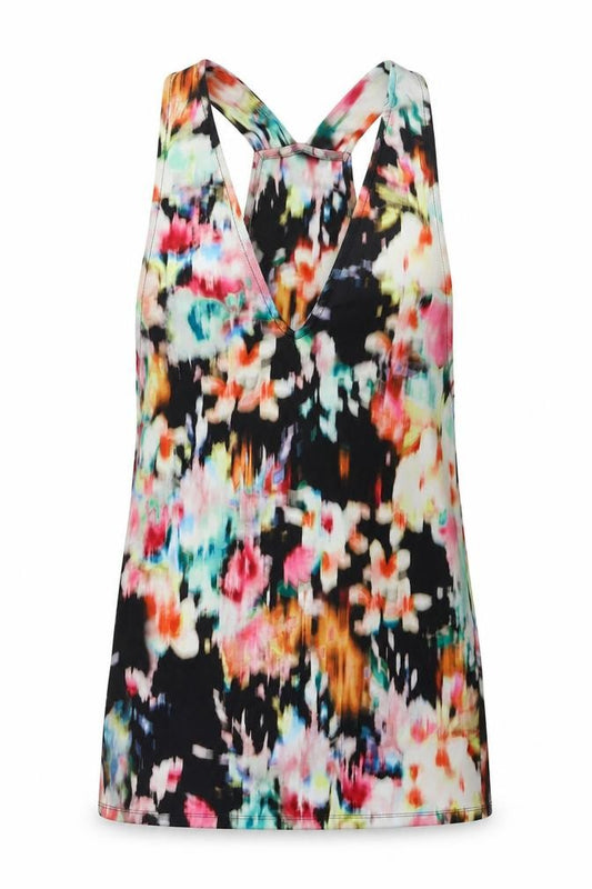 Bershka Womens Multicoloured Floral Polyester Basic Tank Size XS Round Neck