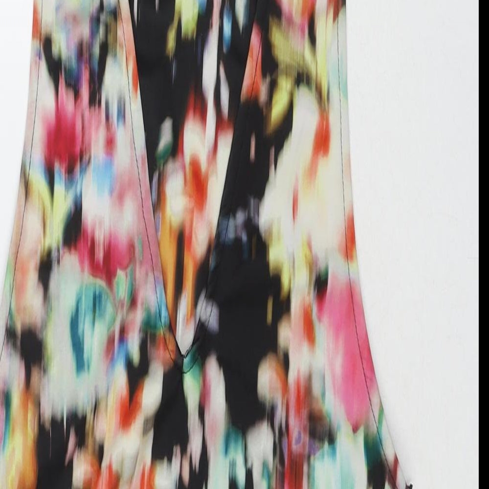 Bershka Womens Multicoloured Floral Polyester Basic Tank Size XS Round Neck