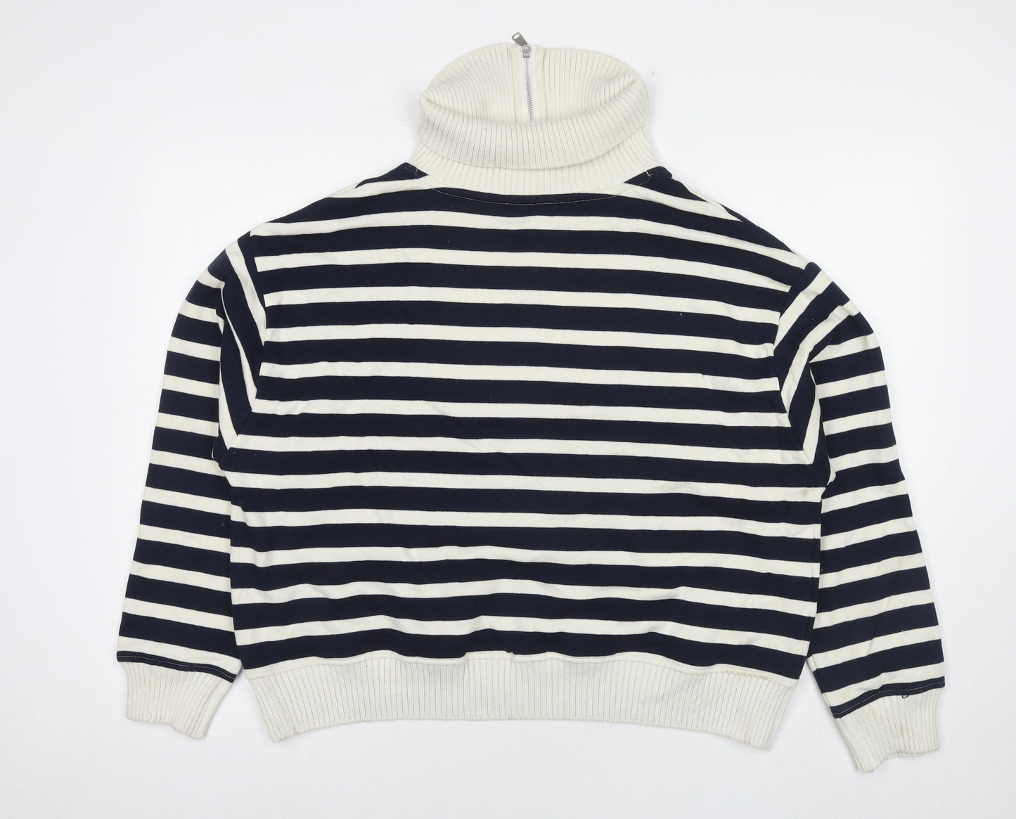 Marks and Spencer Womens Blue Striped Cotton Pullover Sweatshirt Size L Pullover
