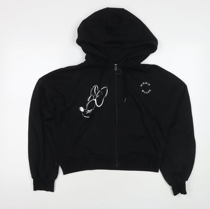 Disney Womens Black Polyester Pullover Hoodie Size S Zip - Minnie Mouse