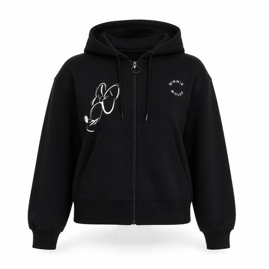 Disney Womens Black Polyester Pullover Hoodie Size S Zip - Minnie Mouse