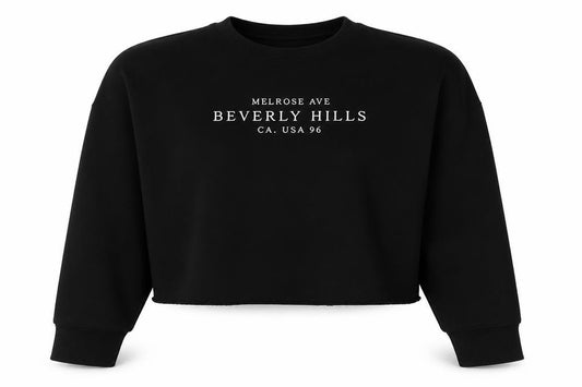 Boohoo Womens Black Cotton Pullover Sweatshirt Size M Pullover - Beverly Hills Cropped