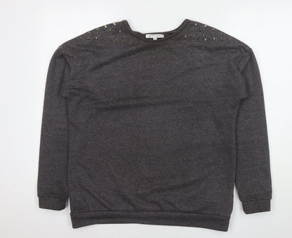 Glamorous Womens Grey Polyester Pullover Sweatshirt Size 14 Pullover - Studs Detail
