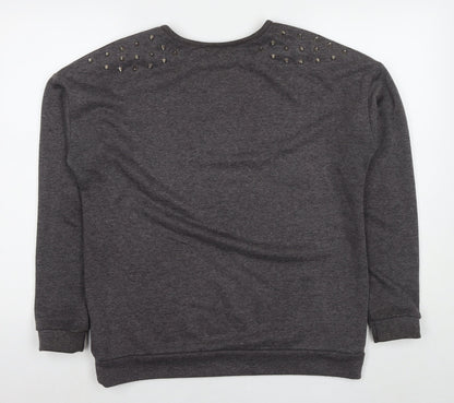 Glamorous Womens Grey Polyester Pullover Sweatshirt Size 14 Pullover - Studs Detail