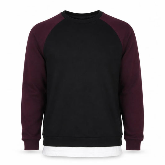 Front view of ASOS men’s black cotton pullover sweatshirt, size M