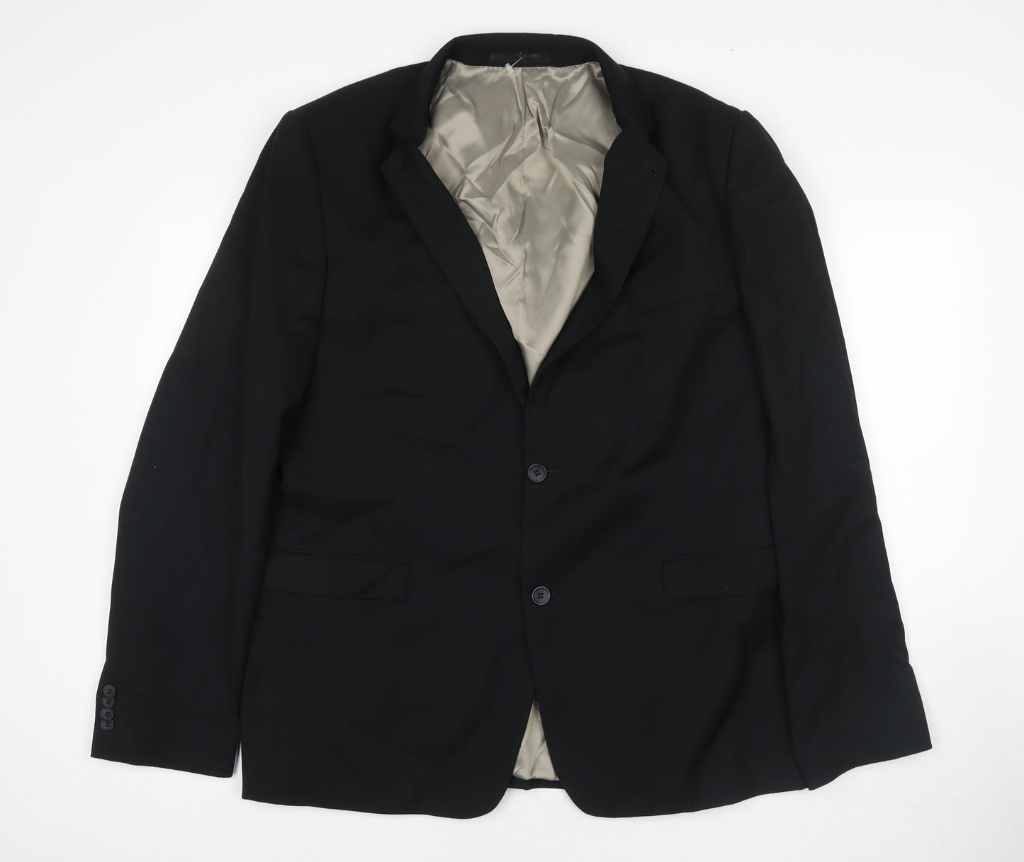 Topman Mens Black Polyester Jacket Suit Jacket Size 46 Regular