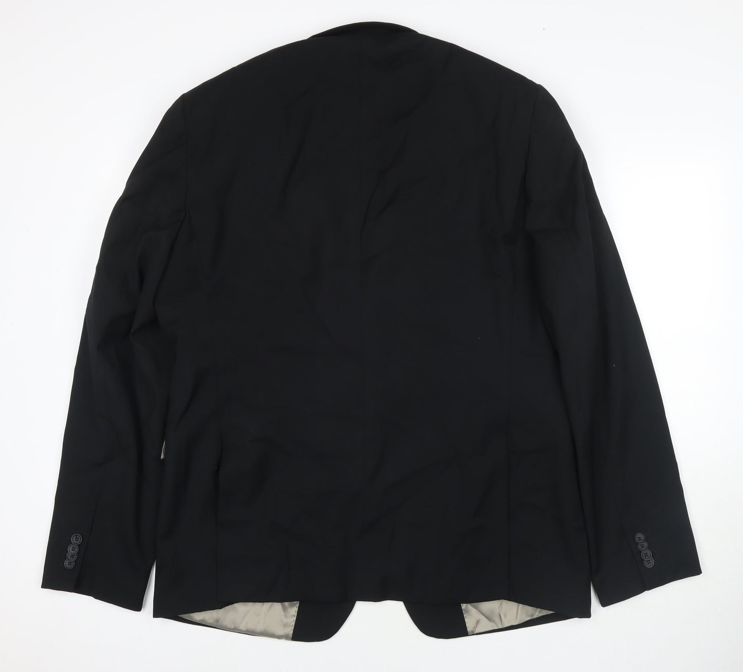 Topman Mens Black Polyester Jacket Suit Jacket Size 46 Regular