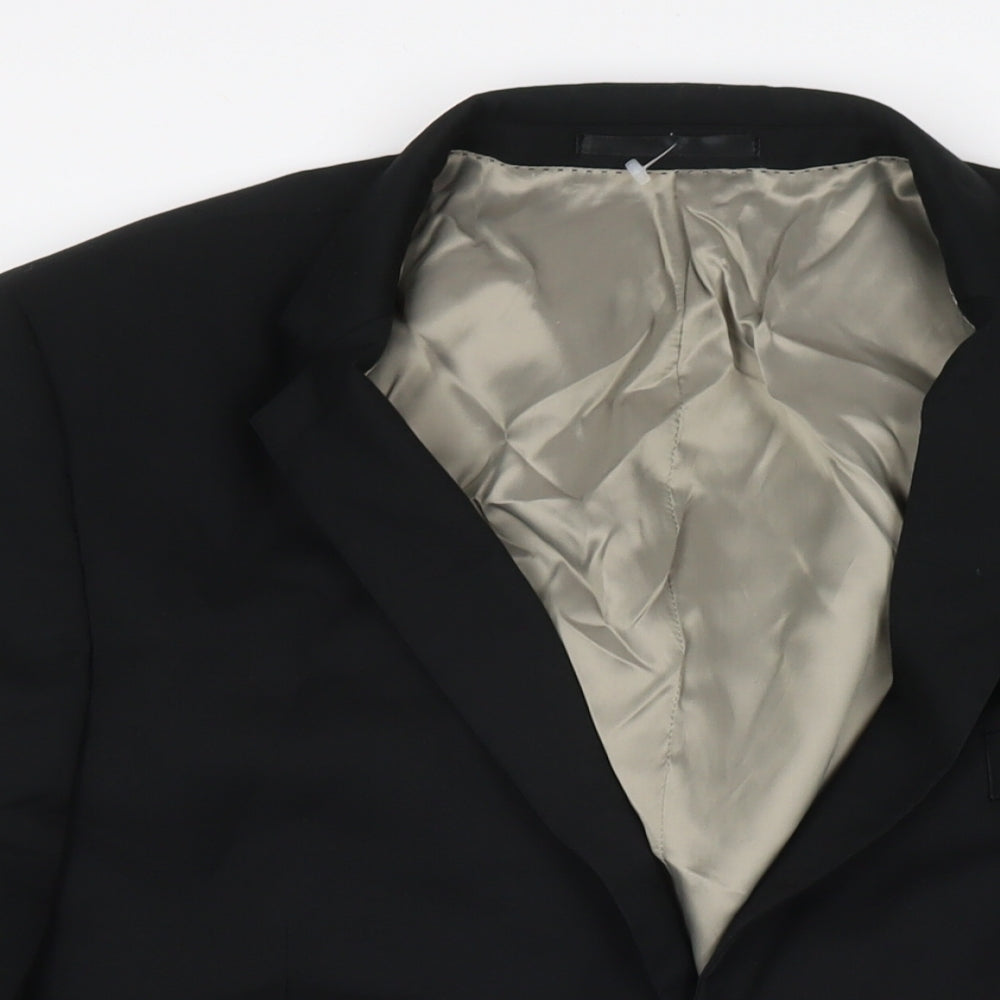 Topman Mens Black Polyester Jacket Suit Jacket Size 46 Regular