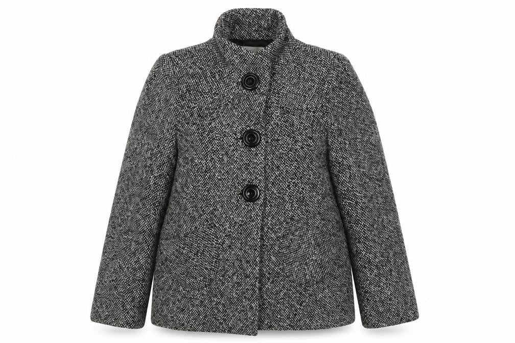 Lakeland Womens Black Pea Coat Coat Size 12 Button