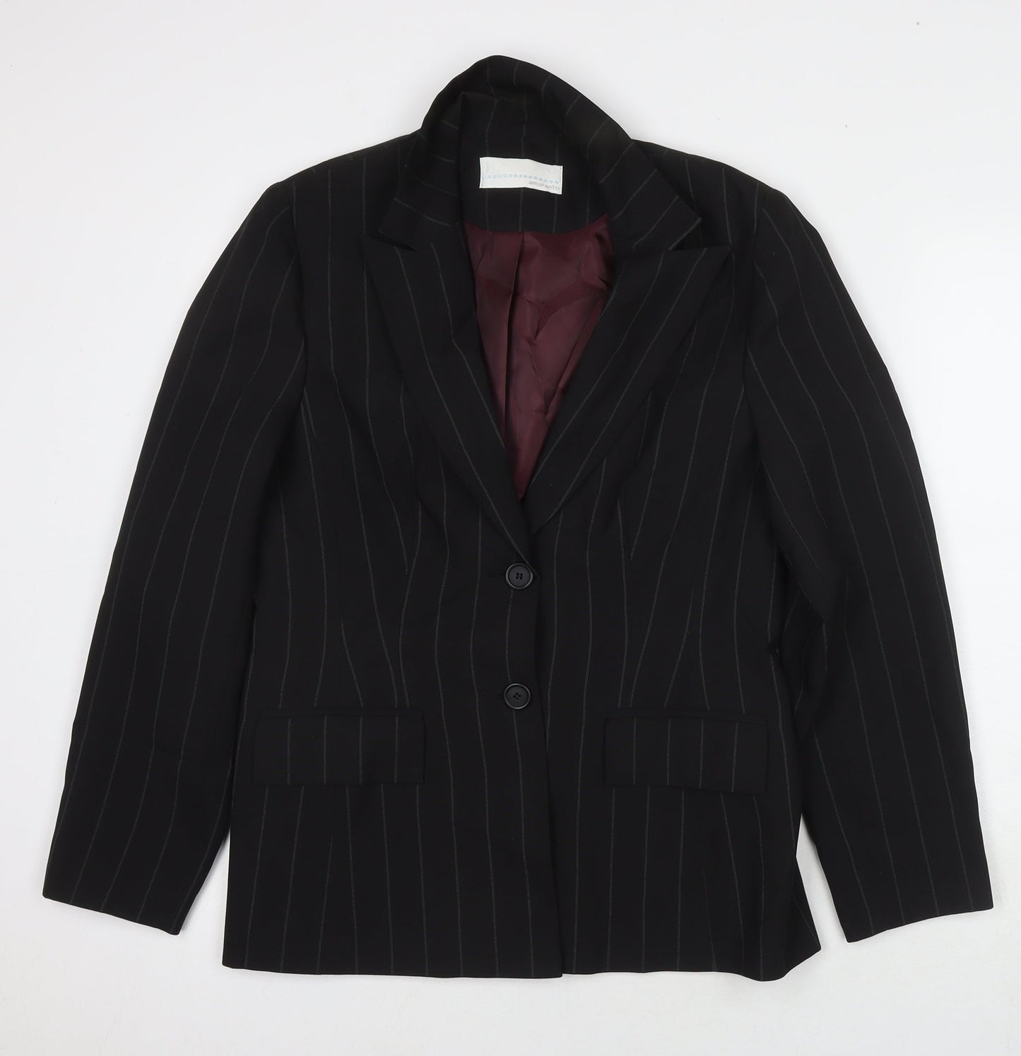 AMARANTO Womens Black Jacket Blazer Size 14 Button