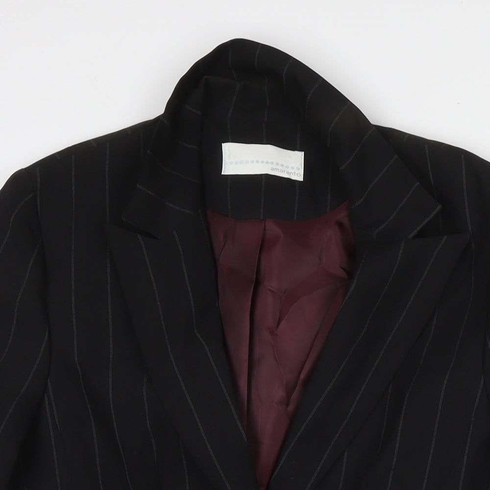 AMARANTO Womens Black Jacket Blazer Size 14 Button