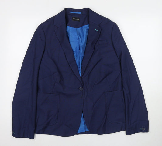Dimentions Womens Blue Jacket Blazer Size 14 Button