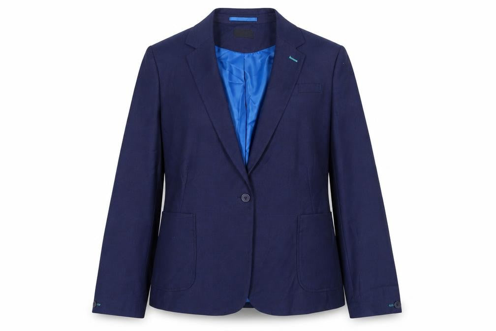 Dimentions Womens Blue Jacket Blazer Size 14 Button