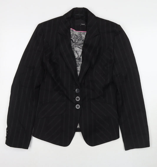 NEXT Womens Black Striped Jacket Blazer Size 12 Button