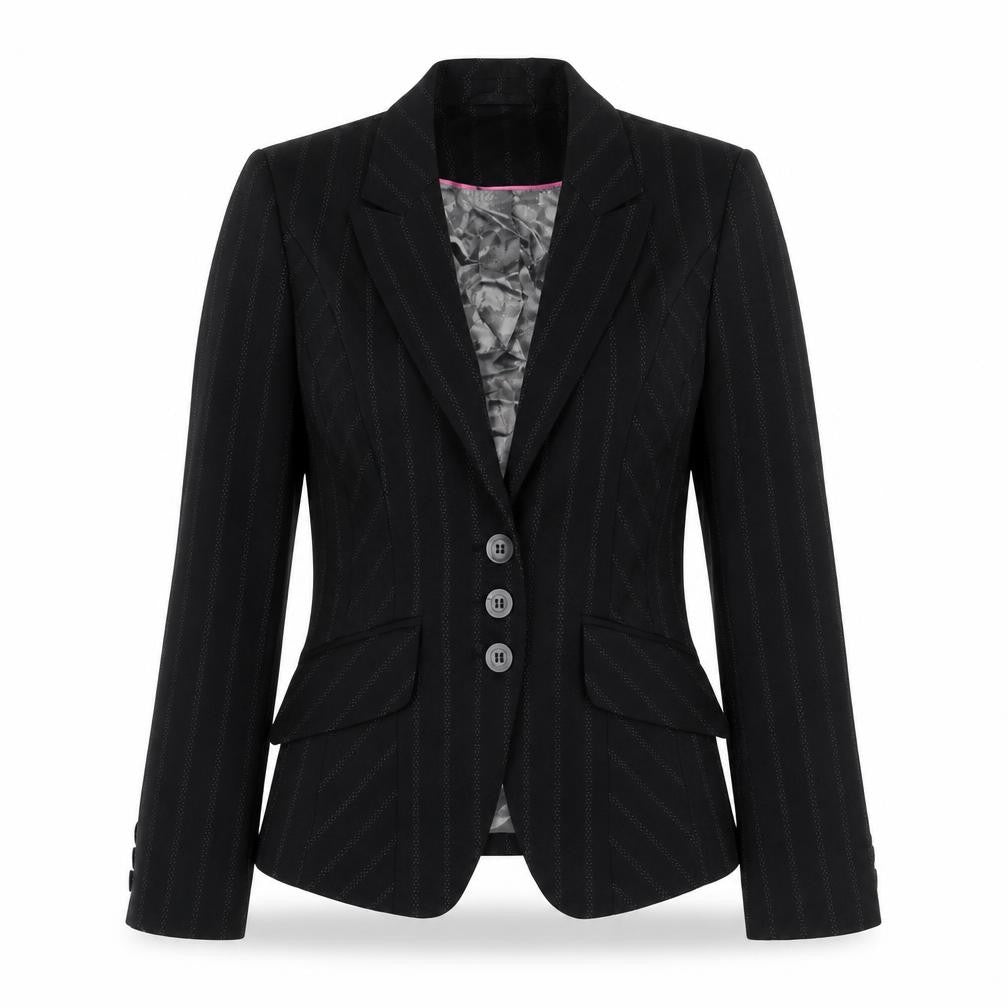 NEXT Womens Black Striped Jacket Blazer Size 12 Button