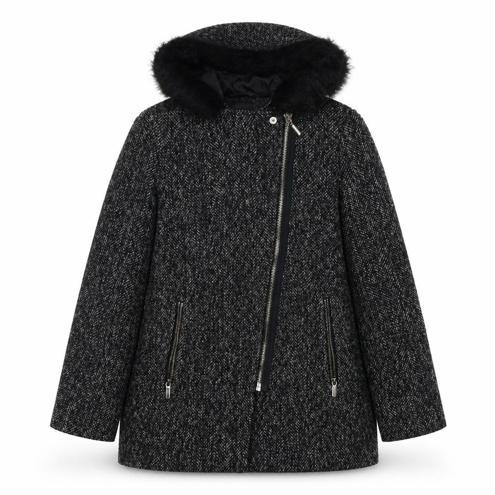 New Look Womens Black Overcoat Jacket Size 12 Zip