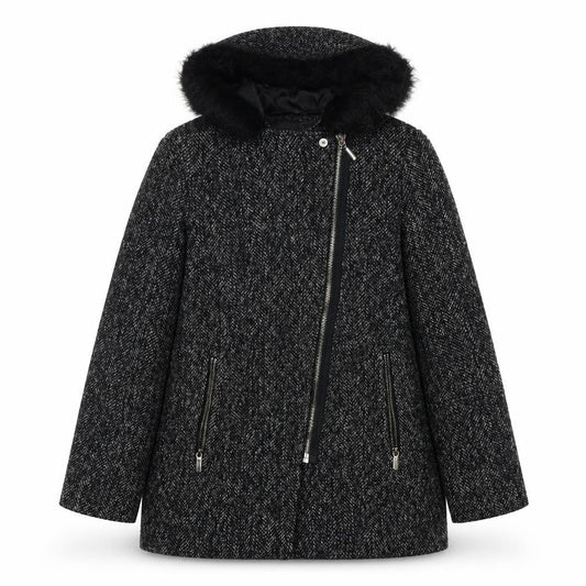 New Look Womens Black Overcoat Jacket Size 12 Zip