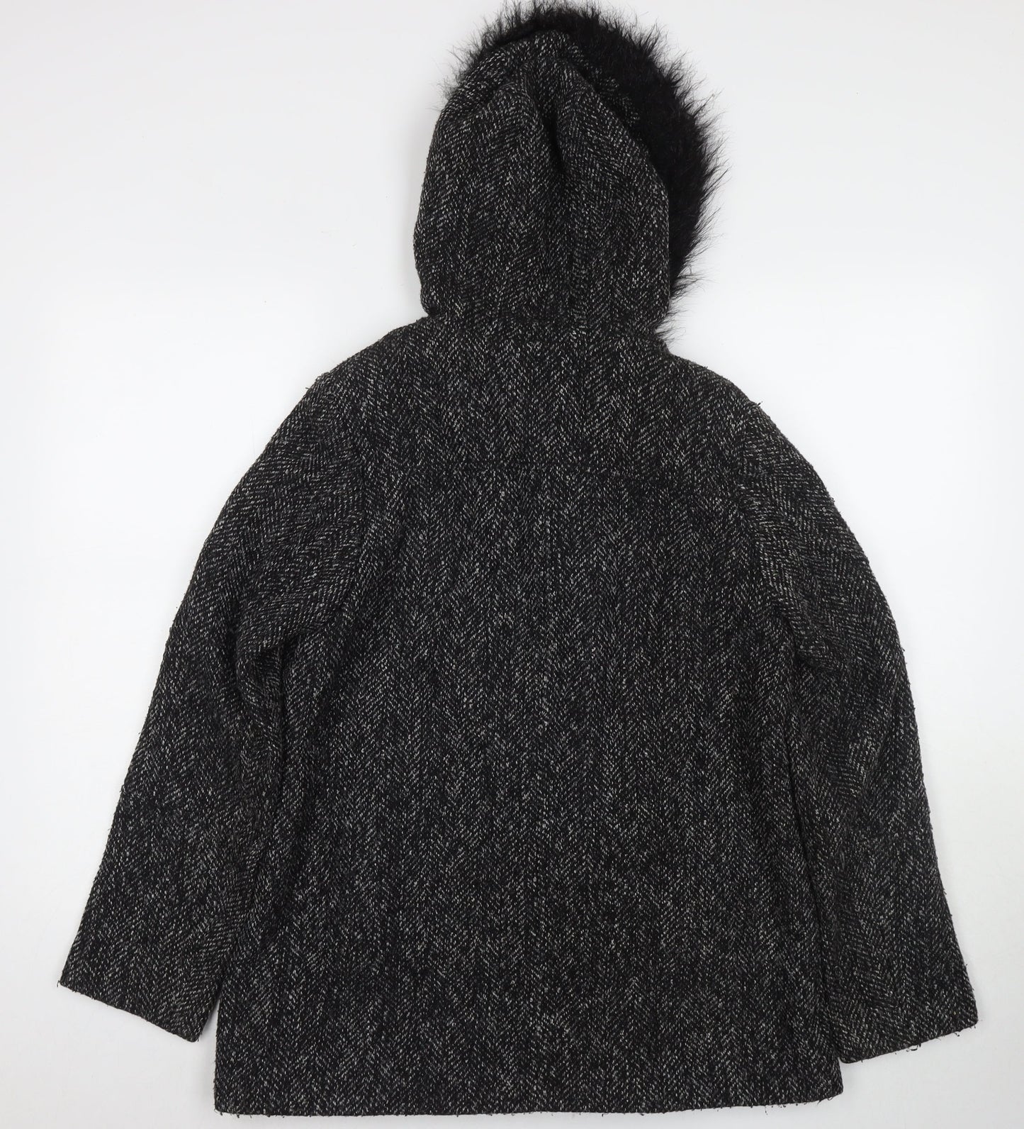 New Look Womens Black Overcoat Jacket Size 12 Zip