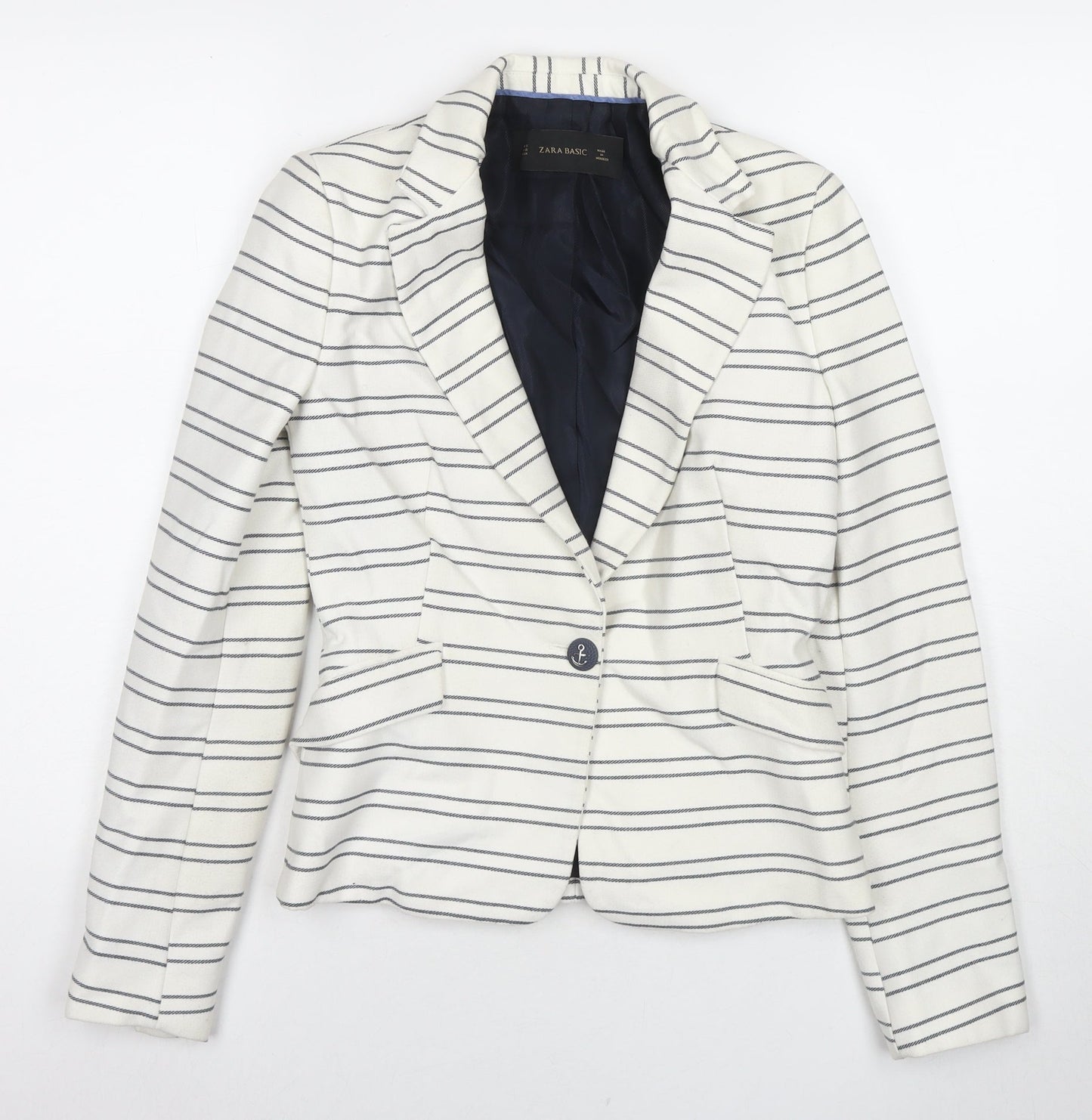 Zara Womens White Striped Jacket Blazer Size XS Button